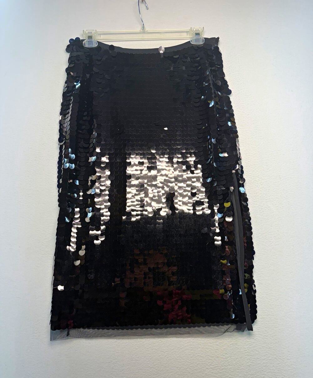 Scoop Women's Black Sequin Lined Pencil midi Skirt Party/Cocktail glam goth